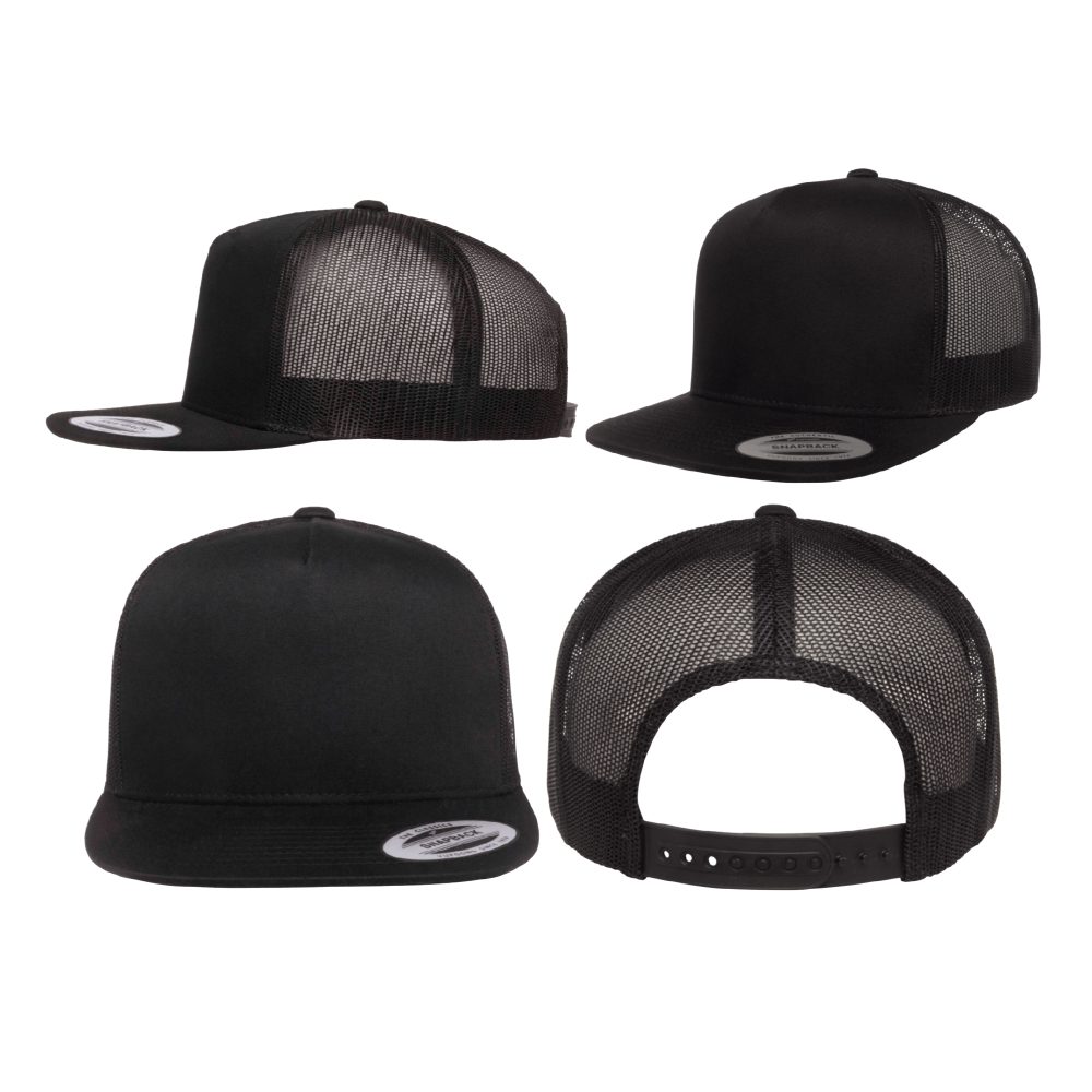 Custom Flat Brim Five Panel Retro Trucker Hat - Image 3